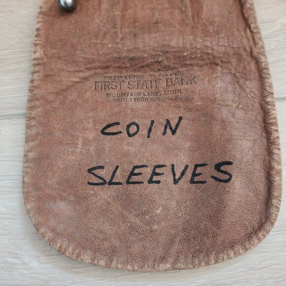 Vintage First State Bank Mountain Lake Minn. Leather Coin Sleeve Pouch Money Bag - Picture 2 of 7